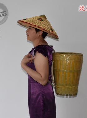 民间手工竹编防晒斗笠防雨帽子儿童成人女菠萝舞蹈帽舞蹈演出道具