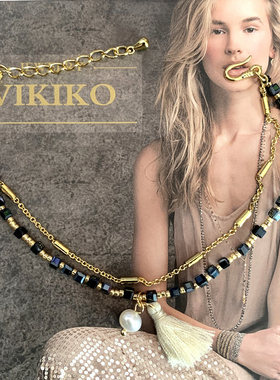 vikiko沼泽色方形水晶女小吊手链