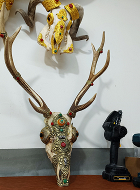 鹿头鹿角包铜装饰品铜片