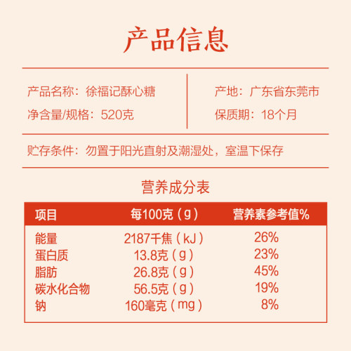 徐福记酥心糖桶装520g混合口味花生酥新年糖果结婚喜糖年货大礼包 - 图3