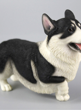 Xmmos 柯基犬摆件可爱狗狗家居小饰品仿真动物桌面手办树脂模型