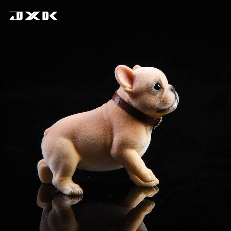 JXK1/6 植绒毛版法国斗牛犬 可爱宠物真系狗狗动物模型摆件 - 图1