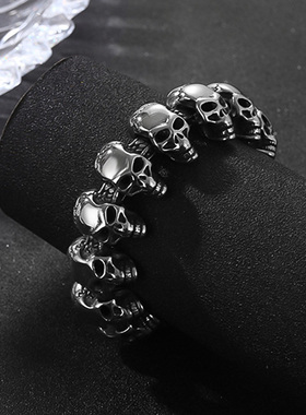 霸气骷髅头手链不掉色