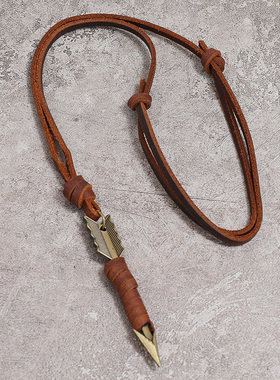 酷帅箭头吊坠复古皮绳项链