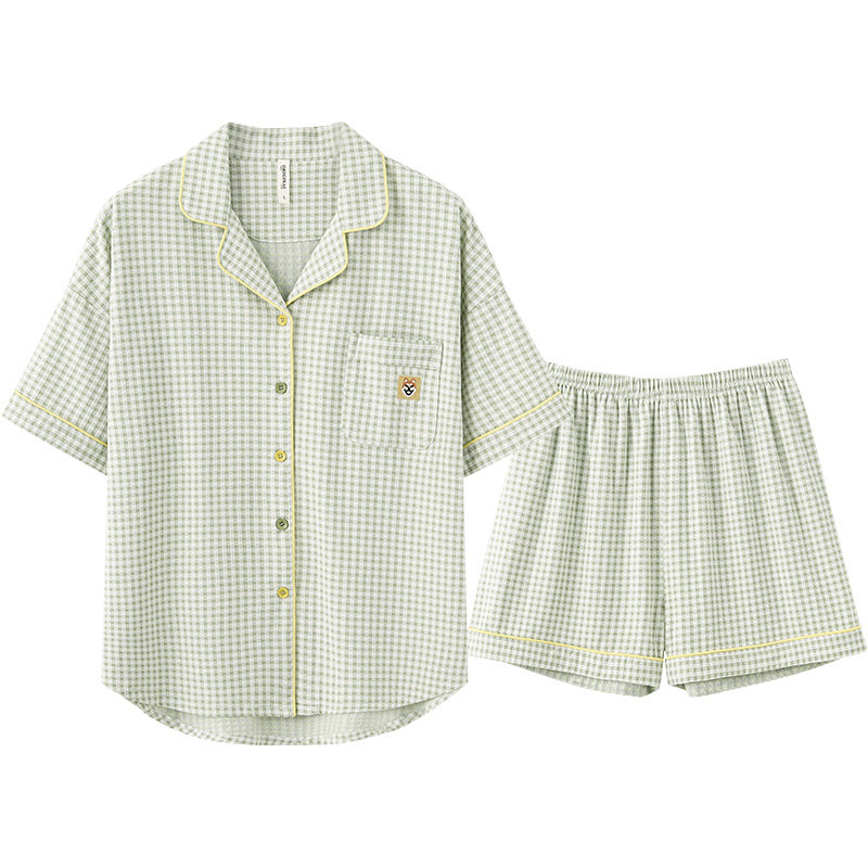 马克公主情侣夏天棉短袖格子一睡衣 马克公主睡衣/家居服套装