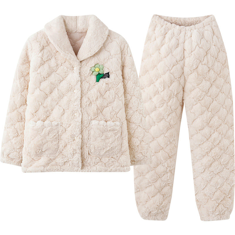 马克公主珊瑚绒睡衣女冬季三层夹棉袄套装加厚加绒可爱外穿家居服,淘宝优惠券,粉丝福利购,淘宝优惠卷