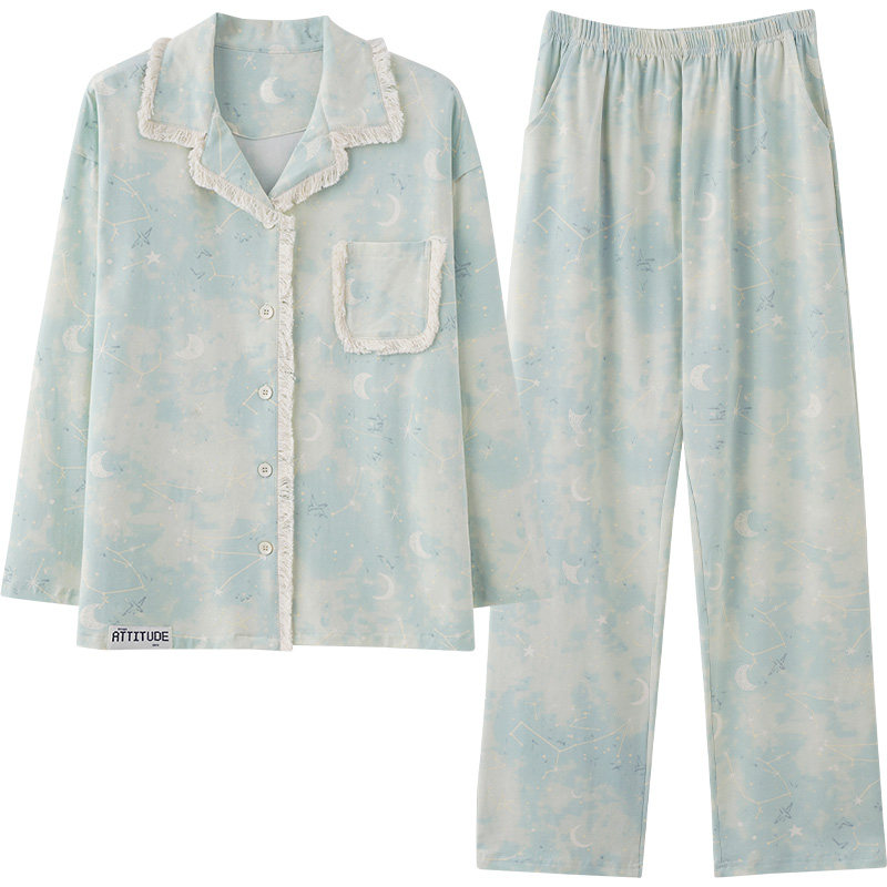 马克公主情侣睡衣女春秋高级感纯棉长袖卡通星空套装外穿家居服男,淘宝优惠券,粉丝福利购,淘宝优惠卷
