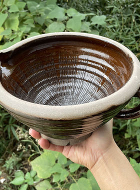 陶瓷擂钵手动研磨擂茶钵湖南土擂钵打擂茶手工米糊擂辣椒四磨汤