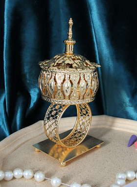 小号金色香炉摩洛哥风格铁艺金属熏香炉摆件家居饰品装饰玄关饰品