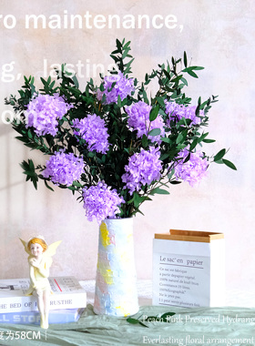 永生绣球花束轻奢落地真干花客厅电视柜桌面装饰花长久摆放免打理