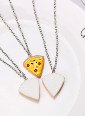 日韩潮流仿披萨项链闺蜜朋友礼物