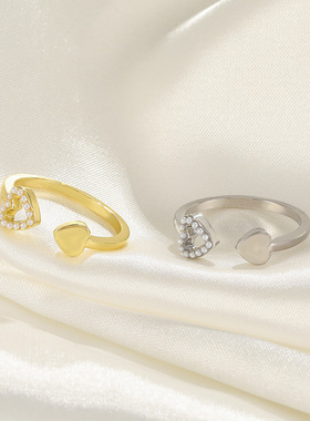 女式锌合金韩版爱心戒指