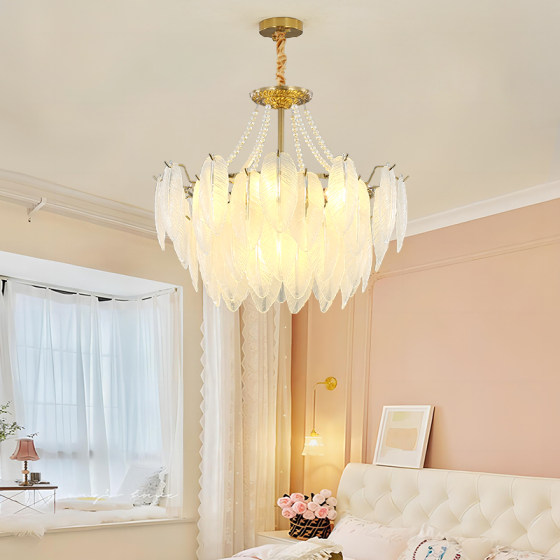 French light luxury feather bedroom dining room living room crystal lamp