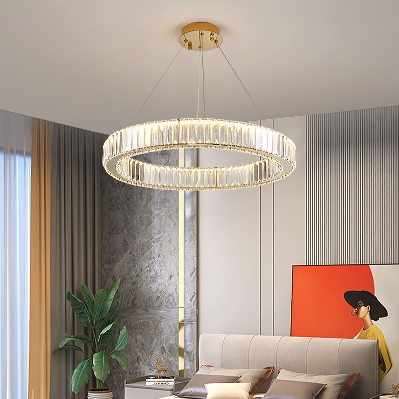 北欧轻奢新款贝壳水晶客厅吊灯现代简约餐厅主卧室家用圆环形灯具-图0