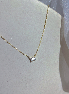 盖娅纯银长方形锆石小众锁骨链