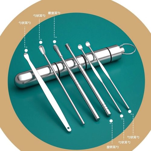 挖耳勺掏耳勺挖耳朵掏耳神器成人儿童用采耳工具套装不锈钢清洁器-图1