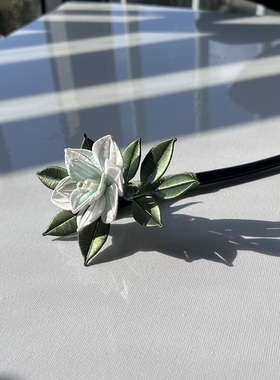 纯手工非遗蚕丝缠花成品栀子花发簪成品