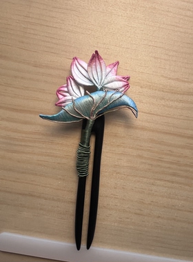 非遗缠花荷花发簪｜新中式旗袍盘发U型簪东方美学藏于发间