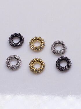 水晶diy铜镀14K配件车轮隔珠枪黑花环隔片搭配手串微锆石配