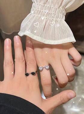 甜蜜假日可爱眼镜戒指女小众设计尾戒情侣开口戒高级感指戒
