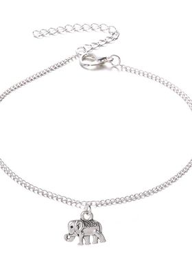 欧美跨境饰品 泰国吉祥小象吊坠女式脚链 单层简单的大象脚链
