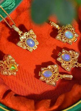 小蝴蝶镀925银花丝香囊高透玻璃体夜光石吊坠可打开嘎乌盒项链女