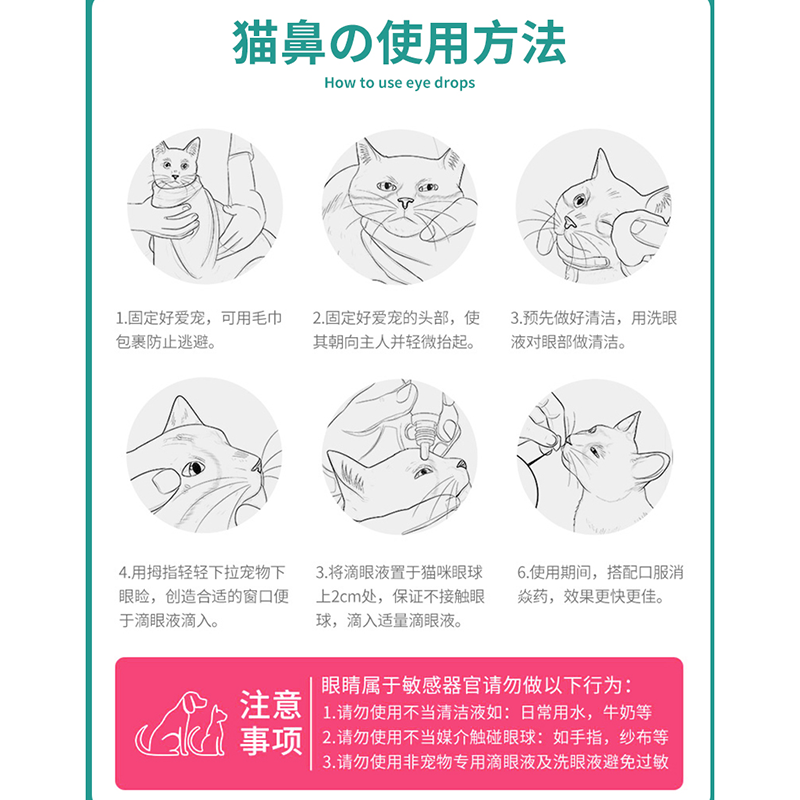 博莱得利滴眼液宠物猫鼻支怡鼻通滴鼻液猫咪用鼻支套装-图1