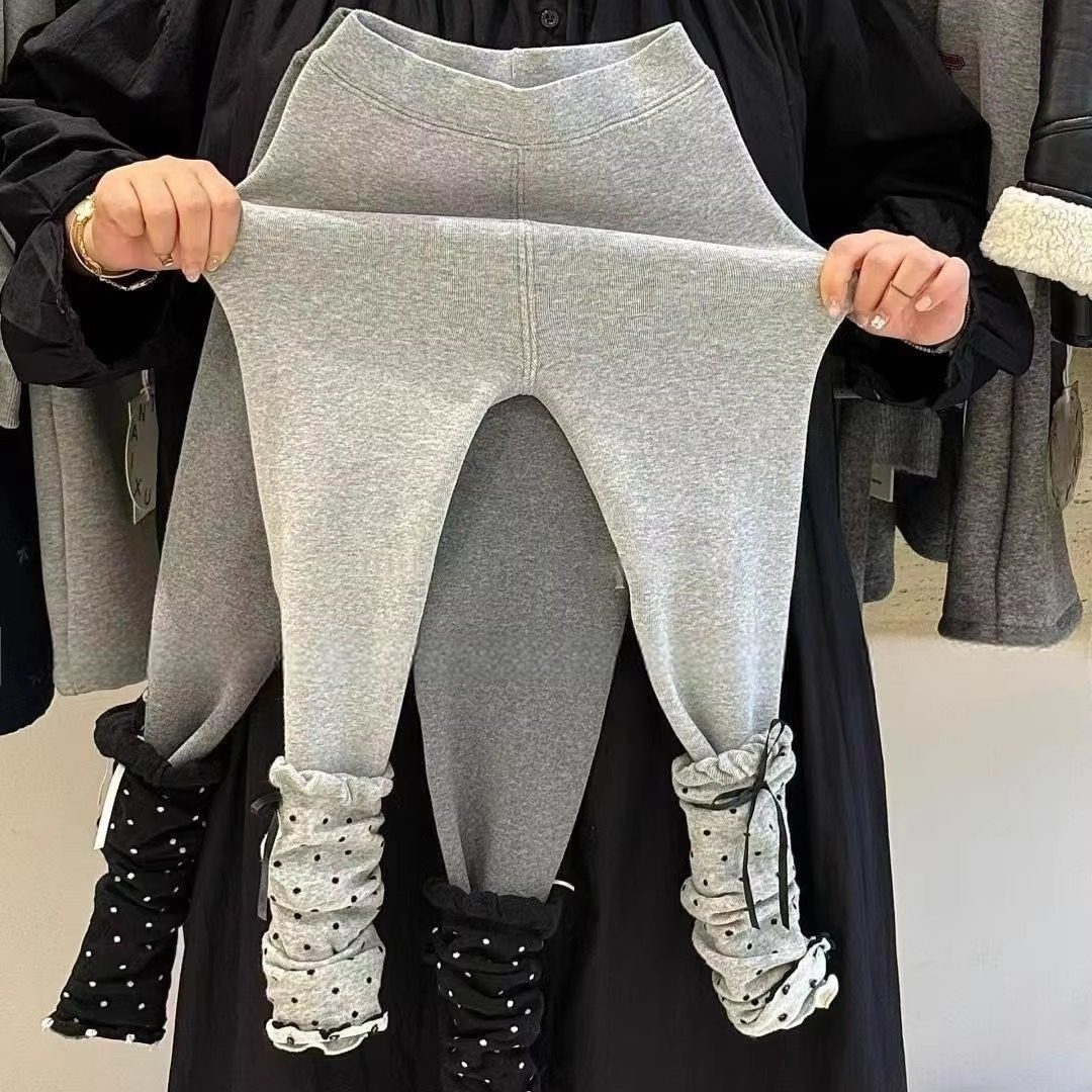 鲍小鱼2025冬款女儿童大童甜美堆堆袜套可拆加厚保暖一体绒打底裤,淘宝优惠券,粉丝福利购,淘宝优惠卷