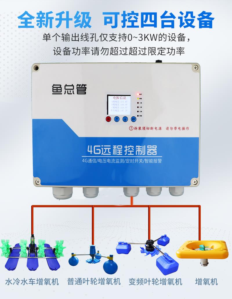 新品控制器4G升级版3KW大功率塘管家鱼塘增氧机溶氧仪增氧机泵