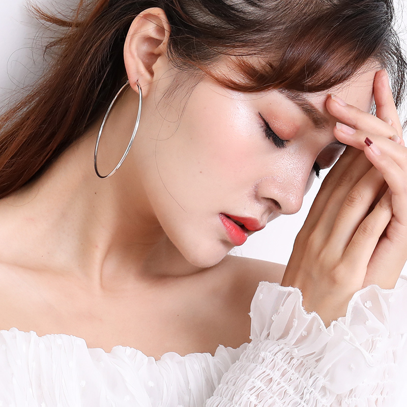s925银针大圈圈耳环女圆形耳圈韩国个性简约气质圆环圆圈款耳环圈,淘宝优惠券,粉丝福利购,淘宝优惠卷