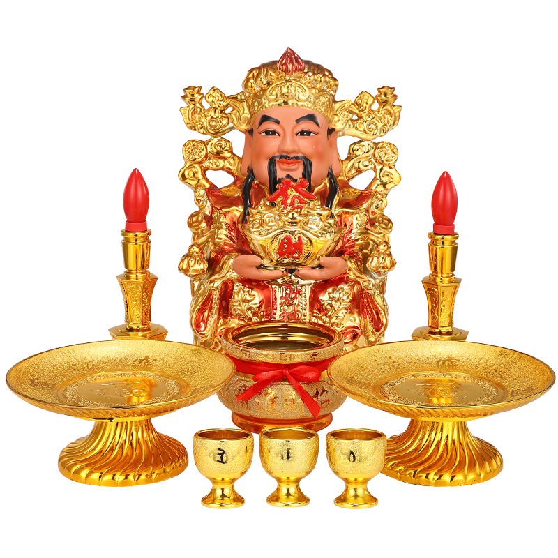 财神爷摆件家用香炉供果盘贡盘套装全神像上供客厅店铺开业文财神,淘宝优惠券,粉丝福利购,淘宝优惠卷