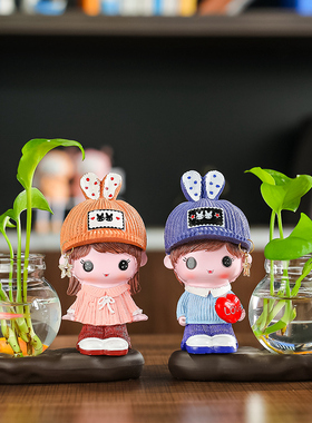 速发创意礼品透明花瓶摆件插室客厅卧容水培植物花器办公室桌面送