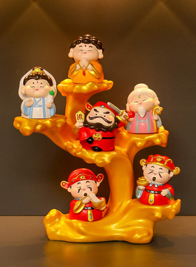 中式风玄关桌面创意小神仙发财树