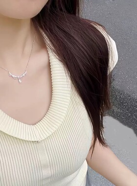 香港水滴蕾丝s999纯银项链女轻奢小众高级感锁骨链送女友生日礼物