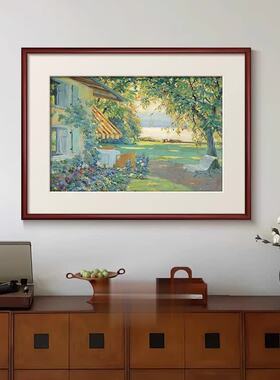 《艺术家花园》轻法式绿色风景客厅装饰画中古风春天卧室床头挂画