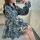 Spring age-reducing printed stand-collar chiffon shirt for women