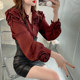 ເສື້ອ Burgundy ການອອກແບບຂອງແມ່ຍິງ niche ດອກສາມມິຕິລະດັບ