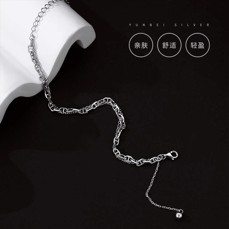 纯银双层女夏高级感冷淡风日式手链 云蓓饰品手链