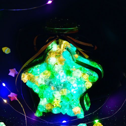 创意星星灯玻璃漂流空瓶子幸运许愿透明520成品折纸条diy叠五角罐 - 图1