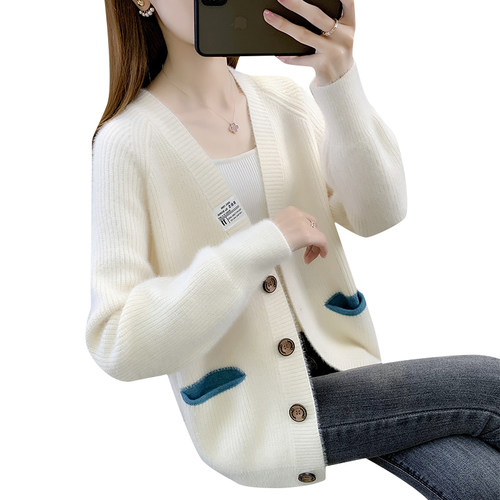 毛衣开衫外套女2025新款早秋针织衫小香风仿水貂绒外搭上衣女秋冬 - 图0