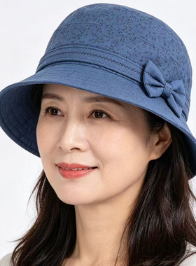 中老年女春秋薄款防晒渔夫帽