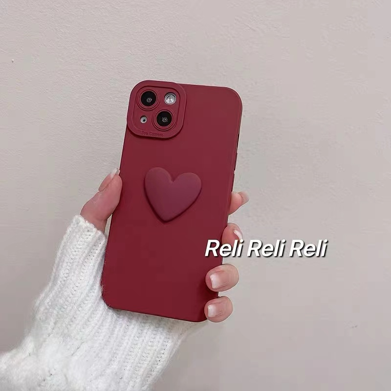 龙龙数码配件专营店ins爱心酒红色iphone12/13手机壳Xs苹果11软XR华为p40荣耀50/20新年oppoa9a11x套a55a93软壳a72reno6小米红米0