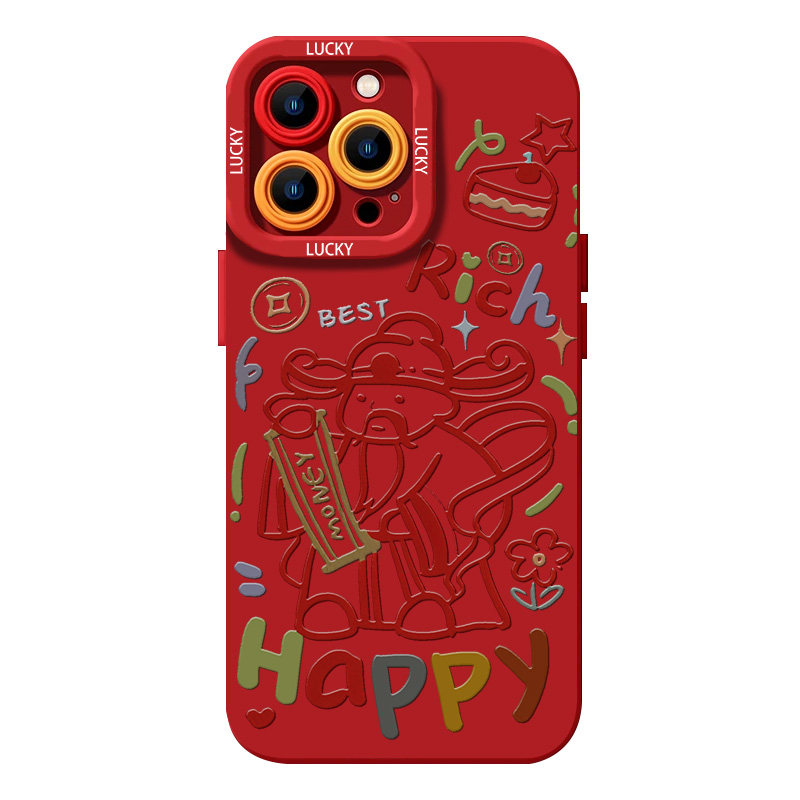 财神财神爷适用苹果16promax手机壳iPhone15女款2025新年款红色苹果13高级感苹果12蛇年苹果14防摔11保护套xr