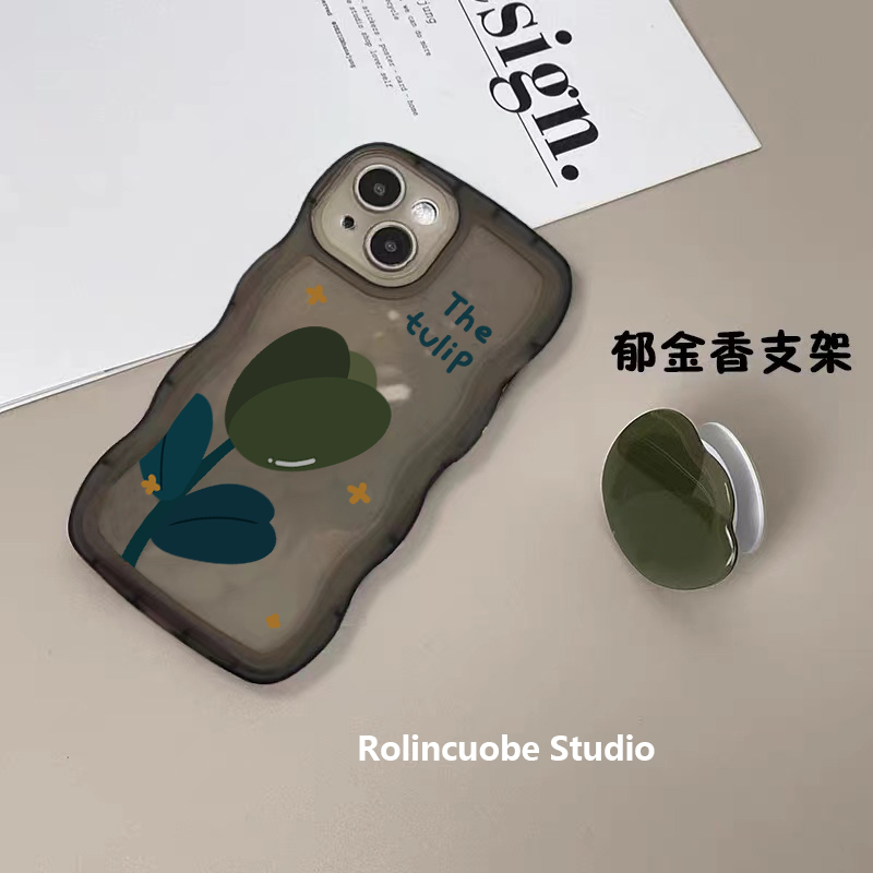龙龙数码配件专营店ins小众郁金香花朵iphone13手机壳适用苹果13promax小清新12/11硅胶xr/xs全包7/8plus保护套女神高级感支架软1