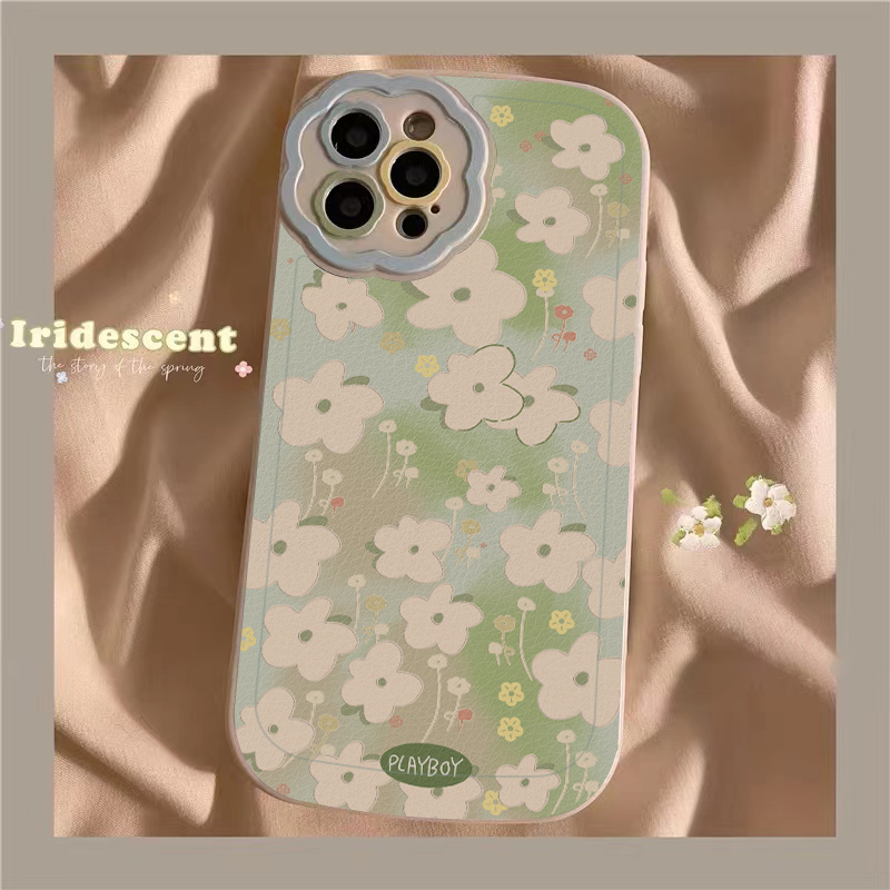 龙龙数码配件专营店ins清新绿色花朵适用iphone13pro max苹果12手机壳11新款x硅胶xr女软xsmax春款7/8plus卡通镜头6s防摔保护套2