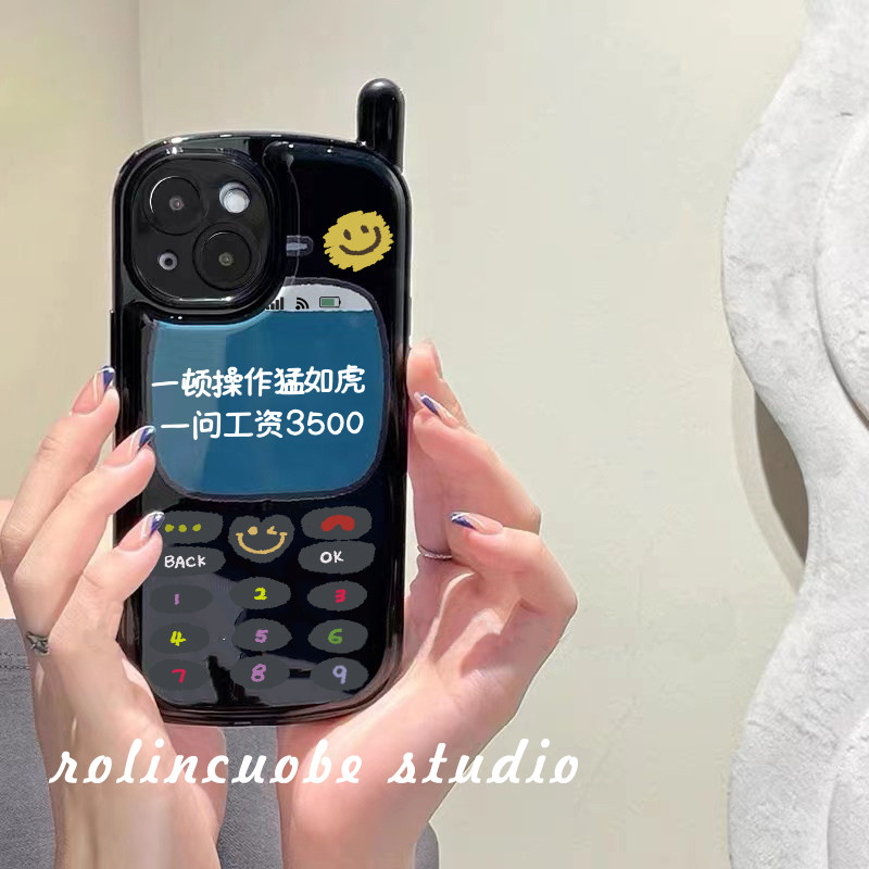 复古大哥大搞怪文字 iphone13手机壳 龙龙数码配件手机保护套/壳