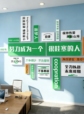 企业文化墙面贴办公室氛围布置高级感公司装饰励志标语背景会议室