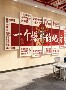企业文化办公室司墙面装饰高级感氛围布置进门形象励志标语爆单画