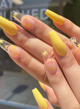 Fake nails overhead with glue coffin artificial nails tips w