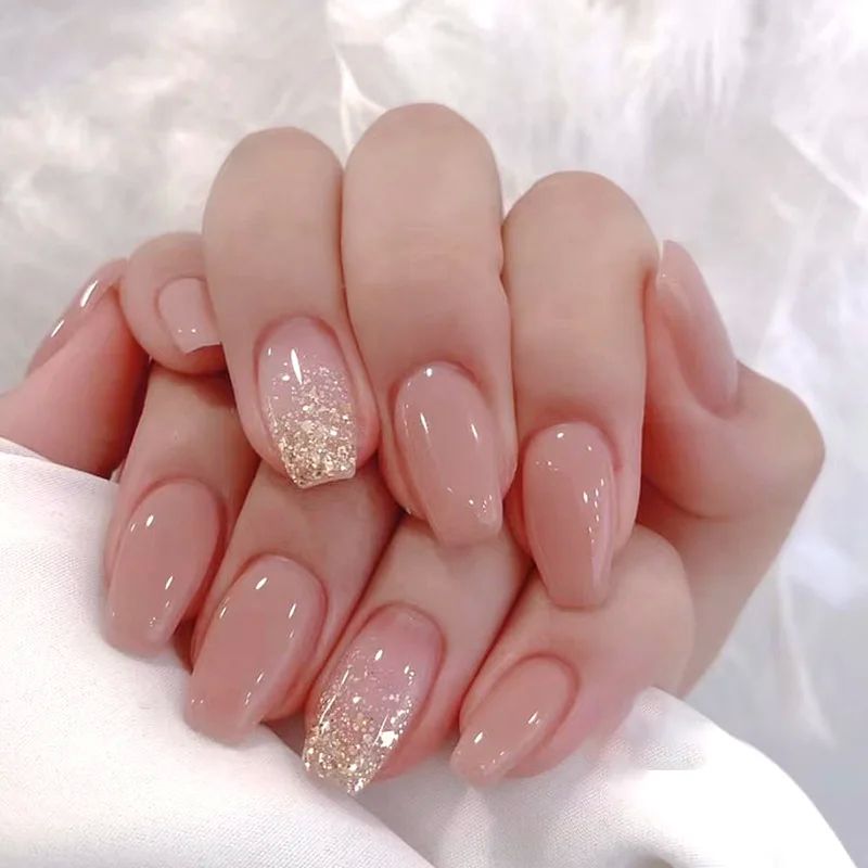 24Pcs French Silver Glitter Design False Nail French Stilett - 图2